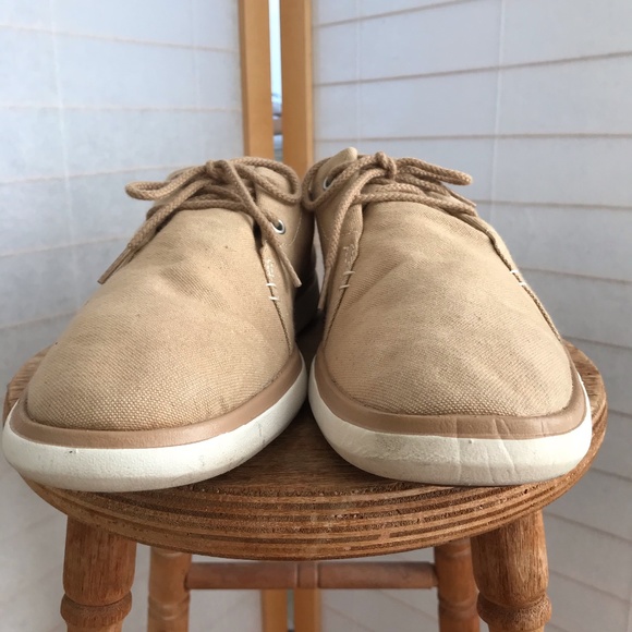 Sz 10.5 Timberland Desert Boots tan canvas comfort main image 5